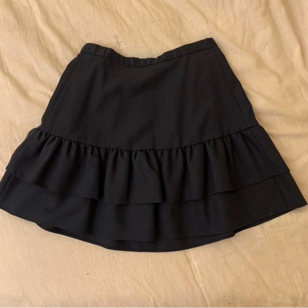navy blue j crew ruffle skirt